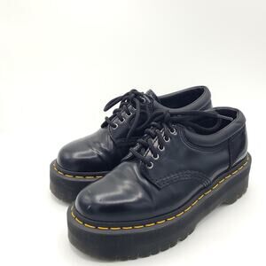 Dr Martens 8053 Quad Shoes Men's 5 Women's 6 Black Leather Platform Lace Ups